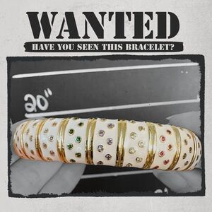 ISO Gold and Ivory Bangle with Multicolored Stones